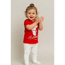 Sibel Günay Butik Atatürk Baskılı Unisex Bebek Tişört | %100 Pamuk | Bisiklet Yaka | Kırmızı