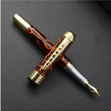 Art Tone Lüks Kırmızı Alev Tonlu Paslanmaz Çelik Dolma Kalem Cep Klipsi Ince F Uçlu Şık Tasarım Vıp Hediye