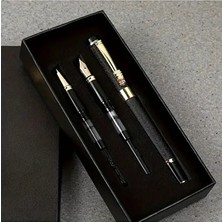 Art Tone 3'lü Uçlu Metal Lüks Dolma Kalem Seti - 0.38MM/0.5MM/1.0MM - Kaligrafi Özel Kutusu ile Ejderha Klips