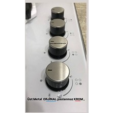 Lüksel Ankastre Set Üstü Paslanmaz Krom Yaylı Ocak Düğmesi 4 Adet