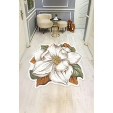 NEWORA Modern Çiçek Desenli Lazer Kesim Dijital Baskı Kaymaz Tabanlı Halı H0433