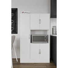 Aymobsan Macro 5 Kapaklı Fırın Bölmeli Çok Amaçlı Dolap, Mutfak&banyo Dolabı Kiler - Beyaz