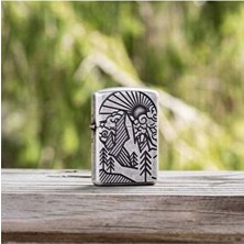 Zippo Armor® Antique Silver Mountain Design