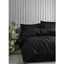 MGN Çift Kişilik Jakarlı Saten Nev Takımı Dama Siyah