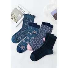 Bgk Kadın Soket Çorap 4 Çift Pamuk Elastan Desenli Çok Renkli Özellikli