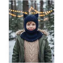 Kedi Kulaklı Kışlık Balaklava Triko Boyunluklu Bebek Çocuk Şapka Bere Kar Maskesi