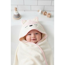 Kanz Bebek Kundak Havlu %100 Pamuk Nakışlı 75X75CM - Fox Pudra