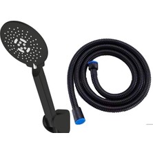 Çelik Banyo Mafsallı Duş Seti - Siyah
