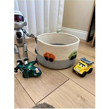 Çocuk Bebek Odası Hasır Araba Figürlü Oyuncak Sepeti Düzenleyici Hediyelik Dekoratif Sepet El Örgüsü