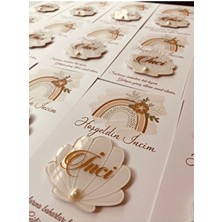 Zen Ahşap Tasarım Bebek Hediyelik Magnet \ Istiridye Magnet 20 Adet