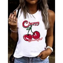 Bosel Kadın Kolsuz Bisiklet Yaka Desenli Viskon Bluz