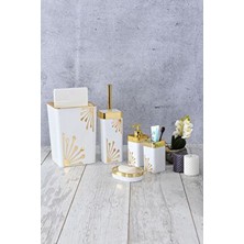  beyaz 5 parça prestij kare gold banyo seti 5 parça akrilik