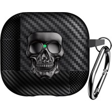 Caseonn Apple Airpods 3 Kılıf Güvenli Kilitli Kuru Kafa Karbon Koyu Gri