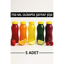 M&B Water Bottle 5li 750 ml Olimpia Detoks Şişesi Şeffaf Plastik Sızdırmaz Kapak Düz Meyve Suyu Şişesi