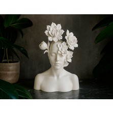 Hasfar Tech Çiçek Baş Heykeli – Açan Çiçeklerle Büst Dekoratif Biblo