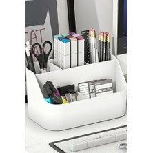 Art Tone Organizer Beyaz Masaüstü Keçeli Kalem, Markör, Akrilik Touch Marker Kalemlik Standı 5 Bölmeli Küçük