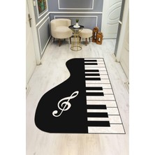 Dolce Mariee Piano Desenli Lazer Kesim Dijital Baskı Kaymaz Taban Halı H0448