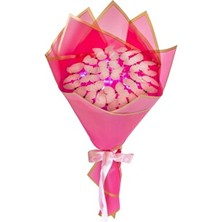 Tosbiş LED Işıklı Fuşya Kelebek Buketi Sevgiliye Hediye Doğum Anneler Günü Yapay Çiçek Solmayan Anneye