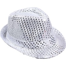 MGN Çocuk Boy Gümüş Payetli Şapka Gösteri Şapkası Michael Jackson Şapkası 54 No