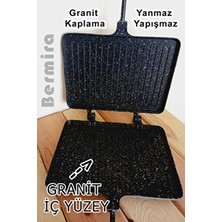 Bermira Home Collection Alüminyum Döküm Ocak Üstü El Tost Makinası Iç Yüzey Granit (EN:24CM BOY:18CM)