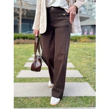 Leilaa Ön Cep Detaylı Likralı Palazzo Pantolon