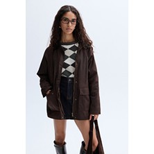 Mudo Kadife Yaka Oversıze Mont Ceket