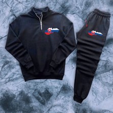 Slovakya Bayrağı Grafik Özel Tasarım Rahat Mevsimlik Dik Yaka Sweatshirt-Eşofman