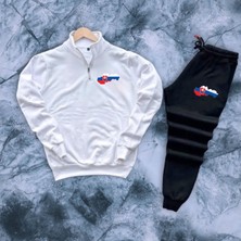 Slovakya Bayrağı Grafik Özel Tasarım Rahat  Mevsimlik Dik Yaka Sweatshirt-Eşofman