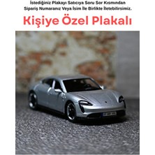 Bebeym Porsche Taycan Metal Oyuncak Araba - Kişiye Özel Hediye Plakalı - Gri