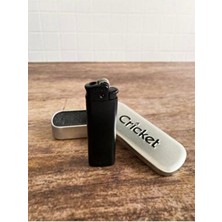 Cricket Premıum Full Metal Turbo Taşlı Çakmak Mat Siyah Kılıflı Doldurulabilir Çakmak