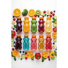 M&B Water Bottle 10'lu Ayıcık Şişe – Turuncu Kapaklı, Okul ve Piknik Için Eğlenceli Çocuk Meyve Suyu Şişesi 250 ml