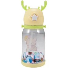 CetKing Home Geyik Boynuzlu Pipetli Su Matarası, 600 ml Su Şişesi, Çocuklar Için Eğlenceli ve Güvenli Içme Deneyimi, Bpa Içermeyen, Dayanıklı ve Renkli Suluk (Sarı)