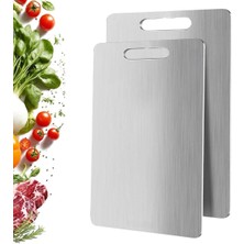 Buffer® 2 Boy Paslanmaz Çelik Leke Tutmaz,kırılmaz,antibakteriyel,elde ve Bulaşık Makinesinde Yıkanabilen Meyve,sebze,et,tavuk Kesim Panosu