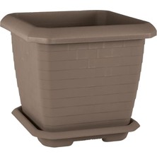 CetKing HK04 Hisar Kare Saksı No:4 Tabaklı 44,2 Cm, 44 Litre Mocha