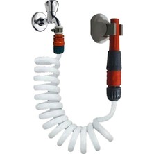 CetKing Spiral Sulama Hortumu ve Ayarlı Lans Seti Yerli 5 Metre (Beyaz)
