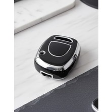 Lanitra Renault Clio 1 - 2 Twingo Master Kangoo 1 Symbol Uyumlu Tek Buton Nano Anahtar Kılıfı Siyah-Gümüş