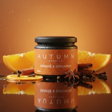 Stworkshop Autumn Healıng - Portakal & Tarçın Kokulu Mum Özel Tasarım (250GR)  Doğal Vegan Soya Wax | Ahşap Fitil | Özel Cam Kavanoz