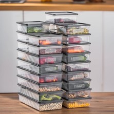 CetKing 24LÜ Buzdolabı Düzenleyici Derin Dondurucuya Uygun Etiketli Buzluk Bakliyat Saklama Kabı - Antrasit