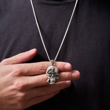 Umut Silver Yılanlı Kurukafa Figürlü 925 Ayar Gümüş Kolye Ucu