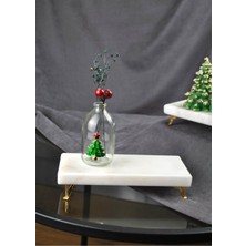 Qualitev 1 Adet Mini Yılbaşı Aksesuarlı Küçük Vazo 9 cm New Year 100 ml Yeni Yıl Çam Ağacı Obje