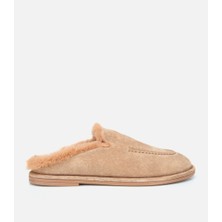 Hotiç 01TEH315350A300 KADIN Süet Deri Bej Içi Kürklü Düz Günlük Terlik