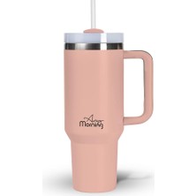 CetKing Morning Vaha 1200 ml Termos Mug, 3 Kademeli Çevirmeli Kapak, Açık Somon SI2440217