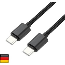 CetKing By Deji Hızlı Şarj ve Data Kablosu Type C To Type C Samsung Xiaomi Oppo Reeder Huawei ile Uyumlu 1.2m Örgülü Siyah