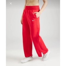 Nike Sportswear Phoenix Fleece High-Waisted Wide Oversize Ispanyol Paça Kırmızı Kadın Eşofman Altı