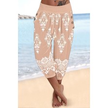 Mossta Lastikli Bel Rahat Kesim Desenli Süprem Pantolon - Pembe