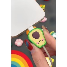 CetKing Şarj Kablosu Kablo Ucu Koruyucu Figürlü Iphone Typec Mikro Kablo Koruyucu Koruma, Yeşil Avokado