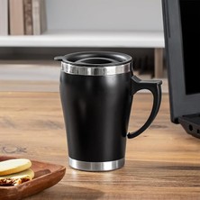 CetKing 05667 Paslanmaz Çelik Kupa Sızdırmaz Çelik Termos Araç Termosu El Termosu Yalıtımlı Bardak 350ML -Siyah