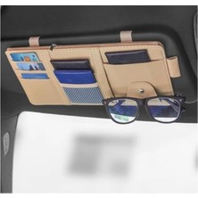 CetKing Organizatör (Düzenleyici) Deri Çok Amaçlı (Siyah) Cep Telefonu,ruhsat Kabı,gözlük Tutucu (Krem)