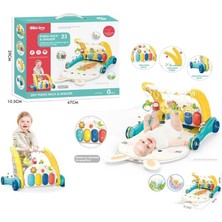 BIB6015 -Vardem Piyanolu 2 In 1 Bebek Yürüteci ve Tavşan Desenli Mavi Oyun Halısı