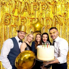 Altın Gold Renk Ekstra Metalize Parlak Saçaklı Arka Fon Perde Ithal A Kalite 1x2 Metre Nessiworld